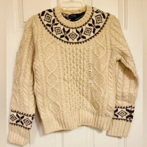 Ralph Lauren Nordic Fair Isle Cream and Brown Knit Sweater